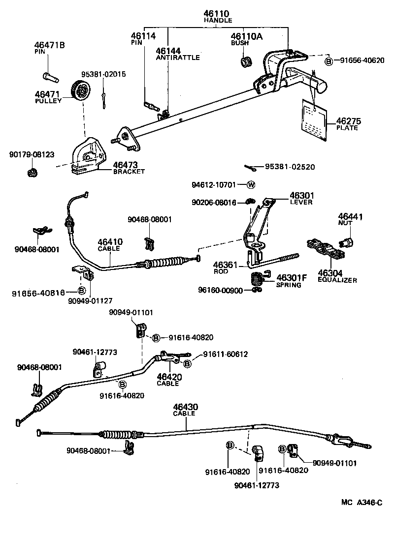 Toyota 46420-35200 CABLE ASSY, PARKING BRAKE, NO.2