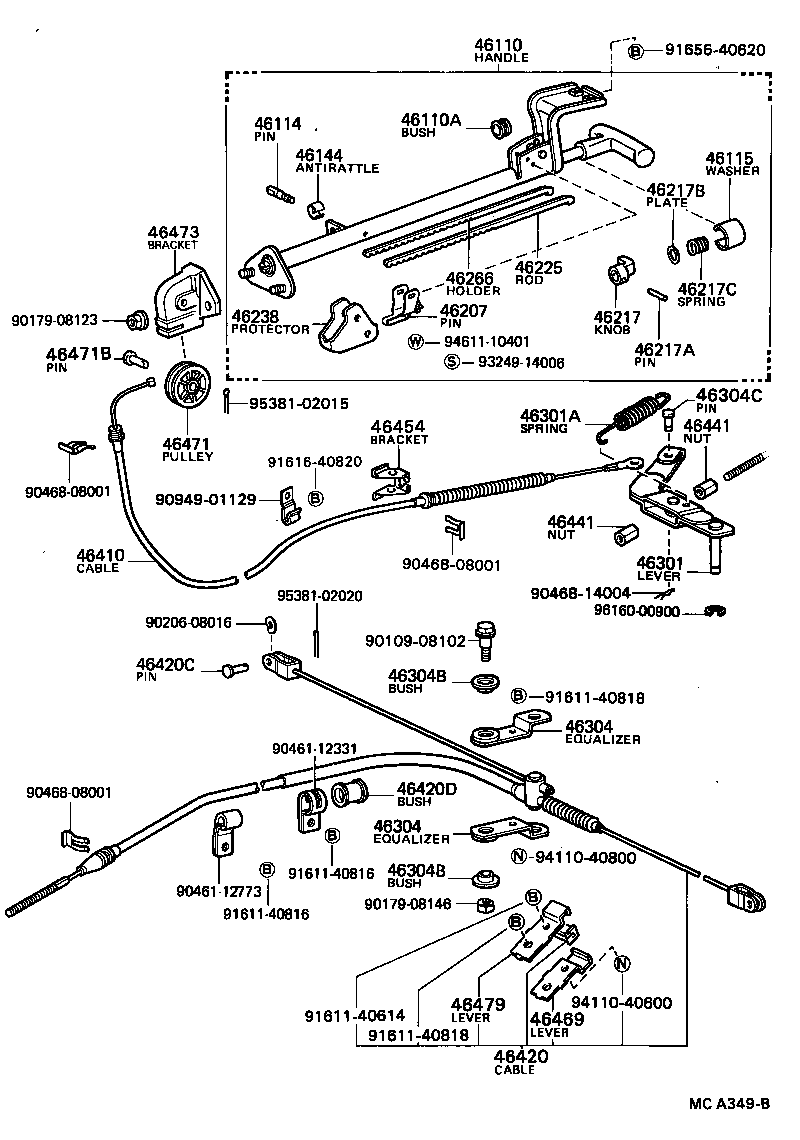 46430-35210 CABLE ASSY, PARKING BRAKE, NO.3 product image