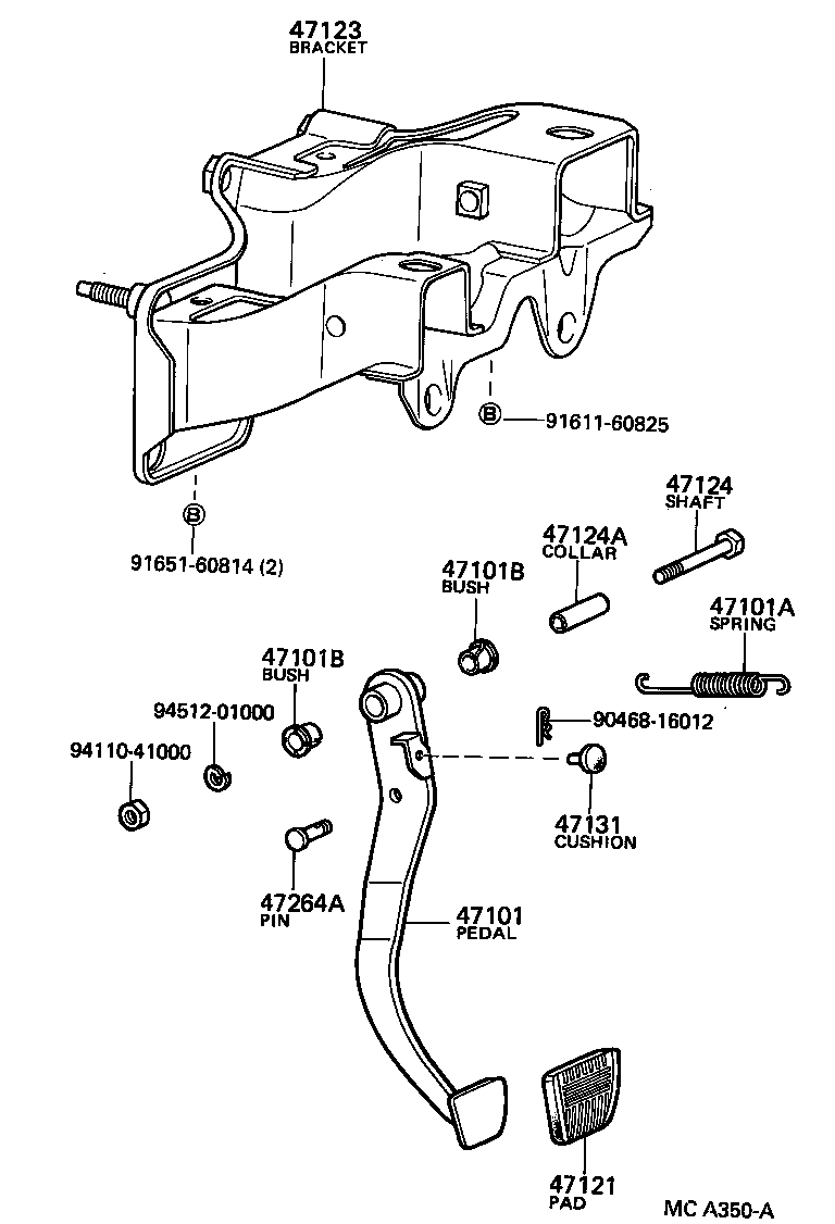 47101-35210 PEDAL SUB-ASSY, BRAKE product image