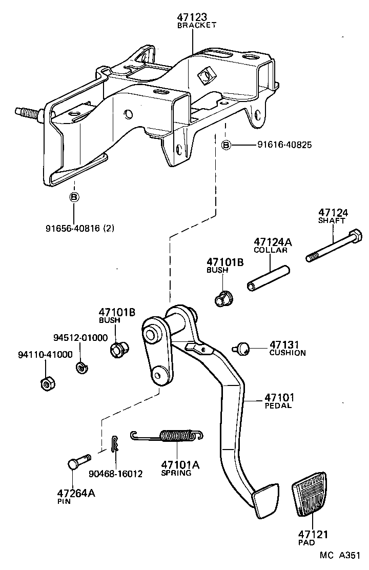 47101-35210 PEDAL SUB-ASSY, BRAKE product image