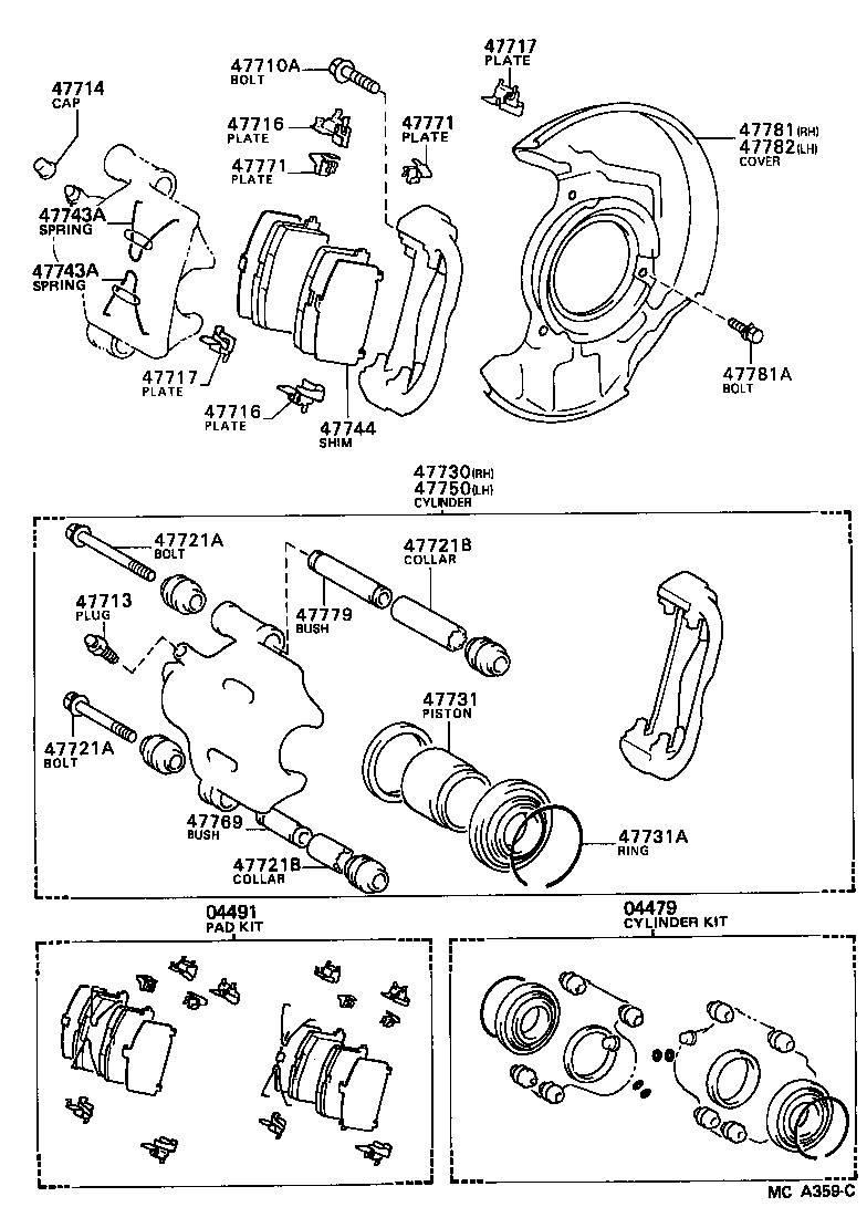 Toyota 47730-12210 CYLINDER ASSY, FRONT DISC BRAKE, RH