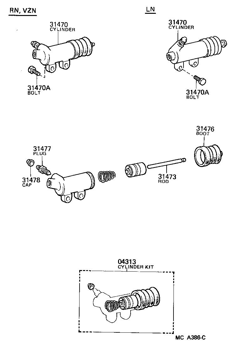 Toyota 31470-35070 CYLINDER ASSY, CLUTCH RELEASE