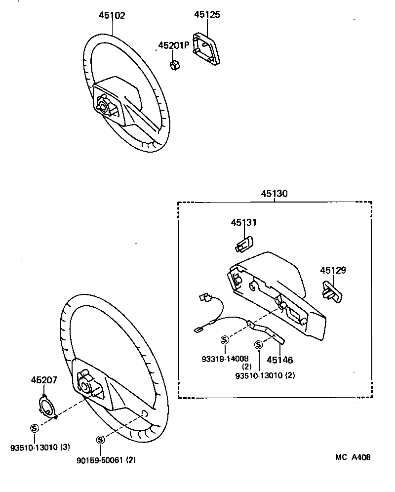45100-35220 WHEEL SUB-ASSY, STEERING product image