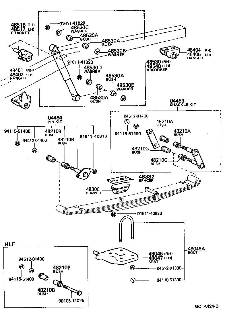 Toyota 48146-60070 CASE, REAR SPRING CLIP BOLT