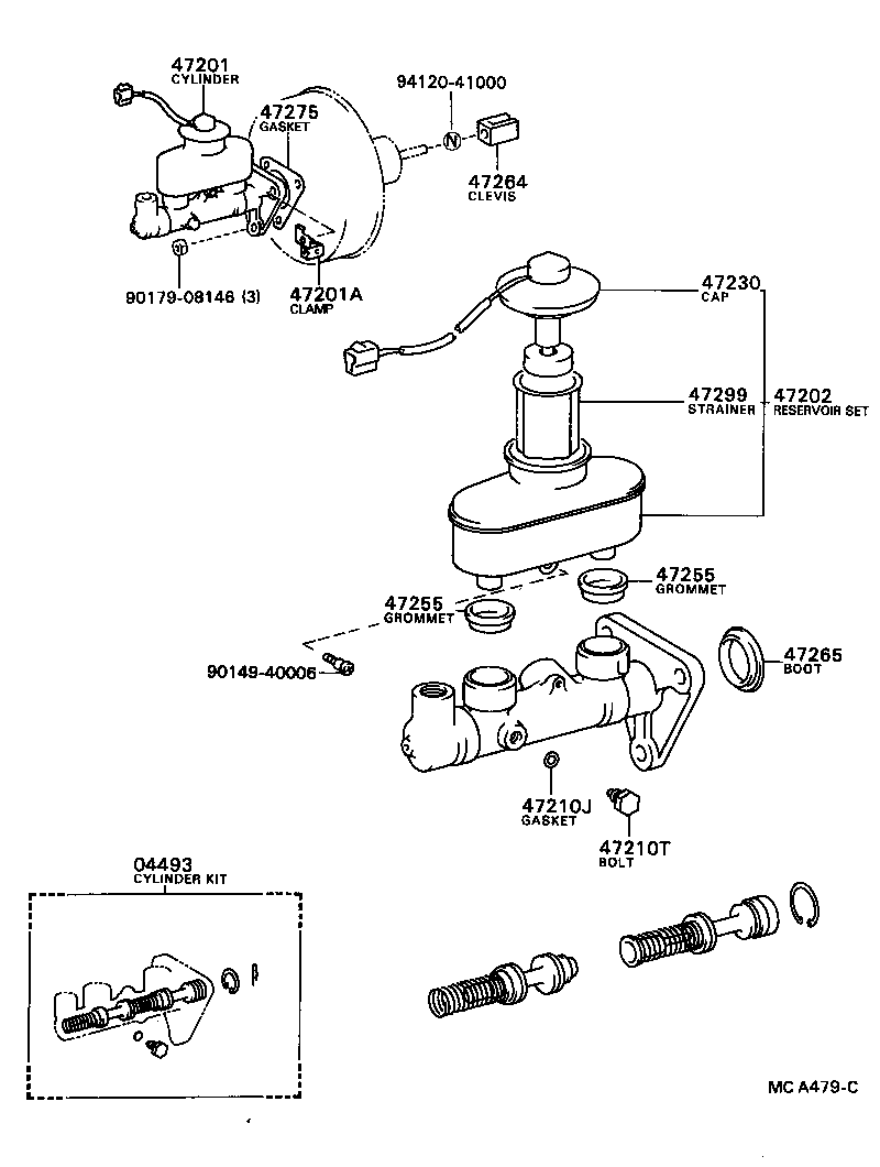 47201-20360 CYLINDER SUB-ASSY, BRAKE MASTER product image