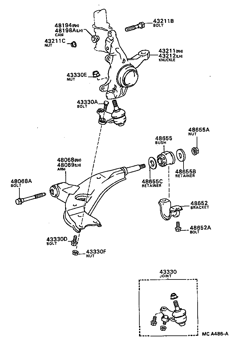 48068-20190 ARM SUB-ASSY, FRONT SUSPENSION, LOWER NO.1 RH product image