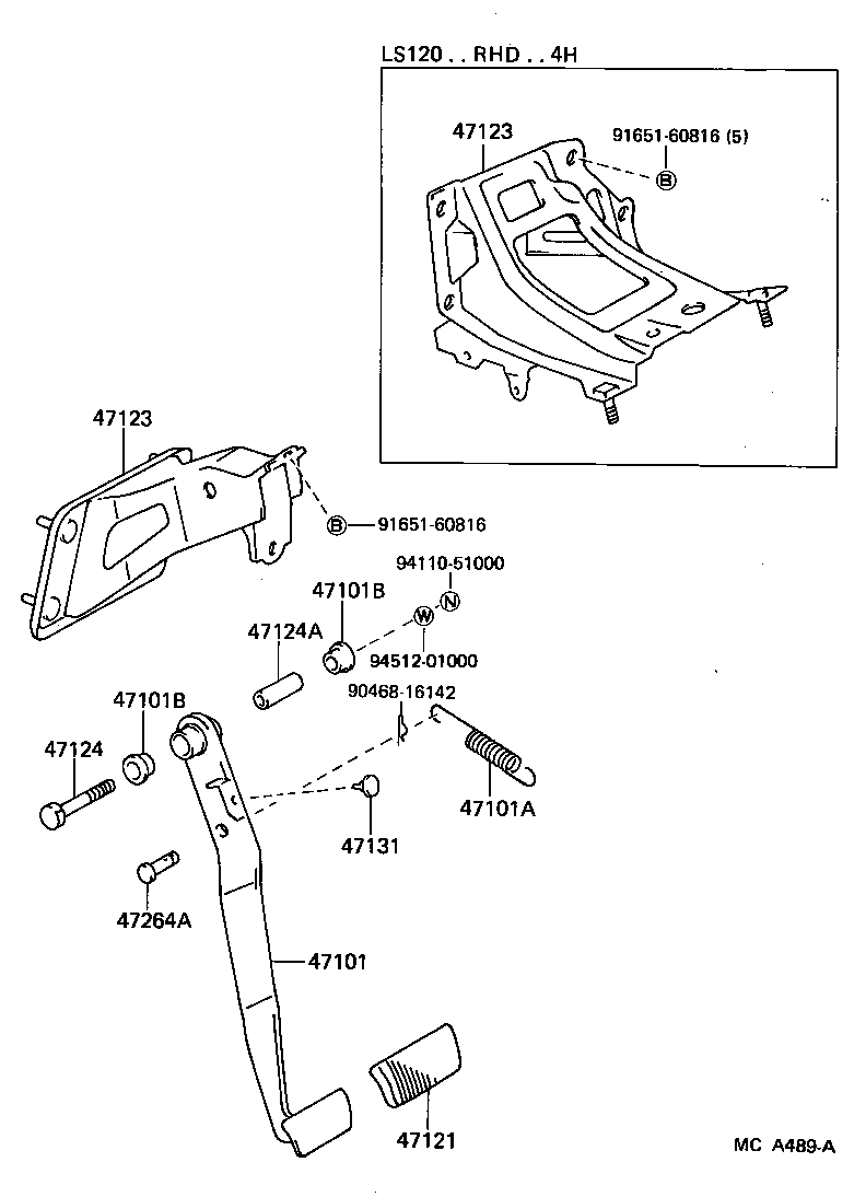 47101-30240 PEDAL SUB-ASSY, BRAKE product image