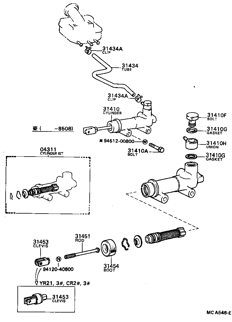 31420-28082 CYLINDER ASSY, CLUTCH MASTER product image