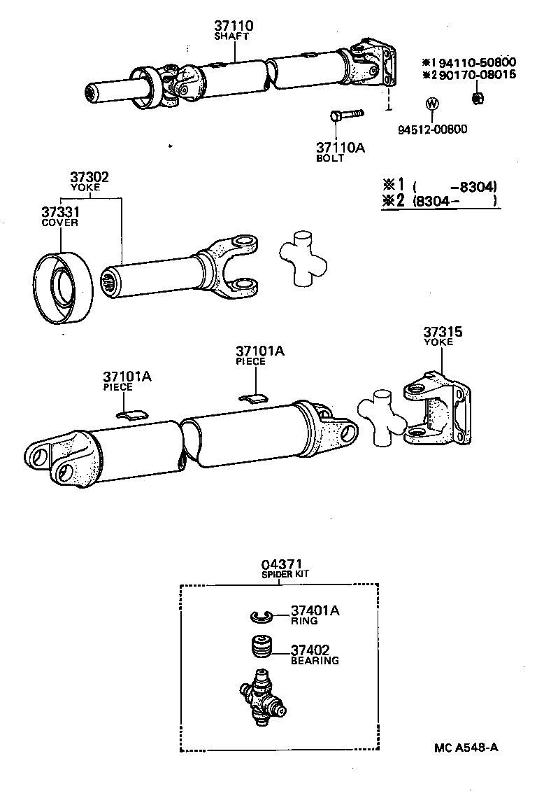 37140-28030 SHAFT ASSY, PROPELLER, FRONT product image