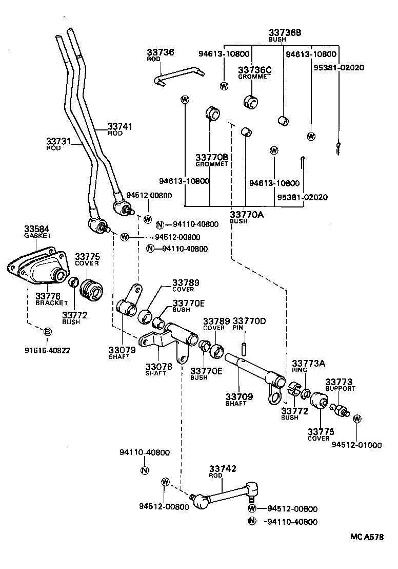 33078-35100 SHAFT SUB-ASSY, CROSS, NO.2(FOR COLUMN SHIFT) product image
