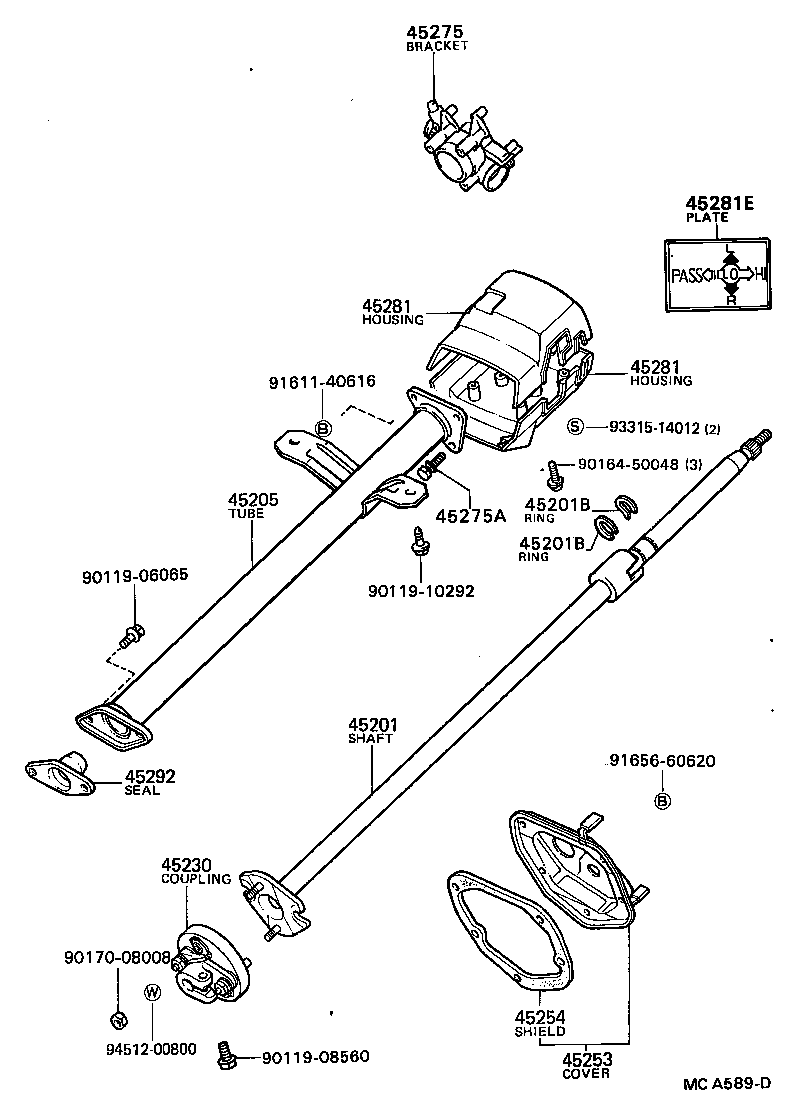 45286-35210 HOUSING, STEERING COLUMN product image
