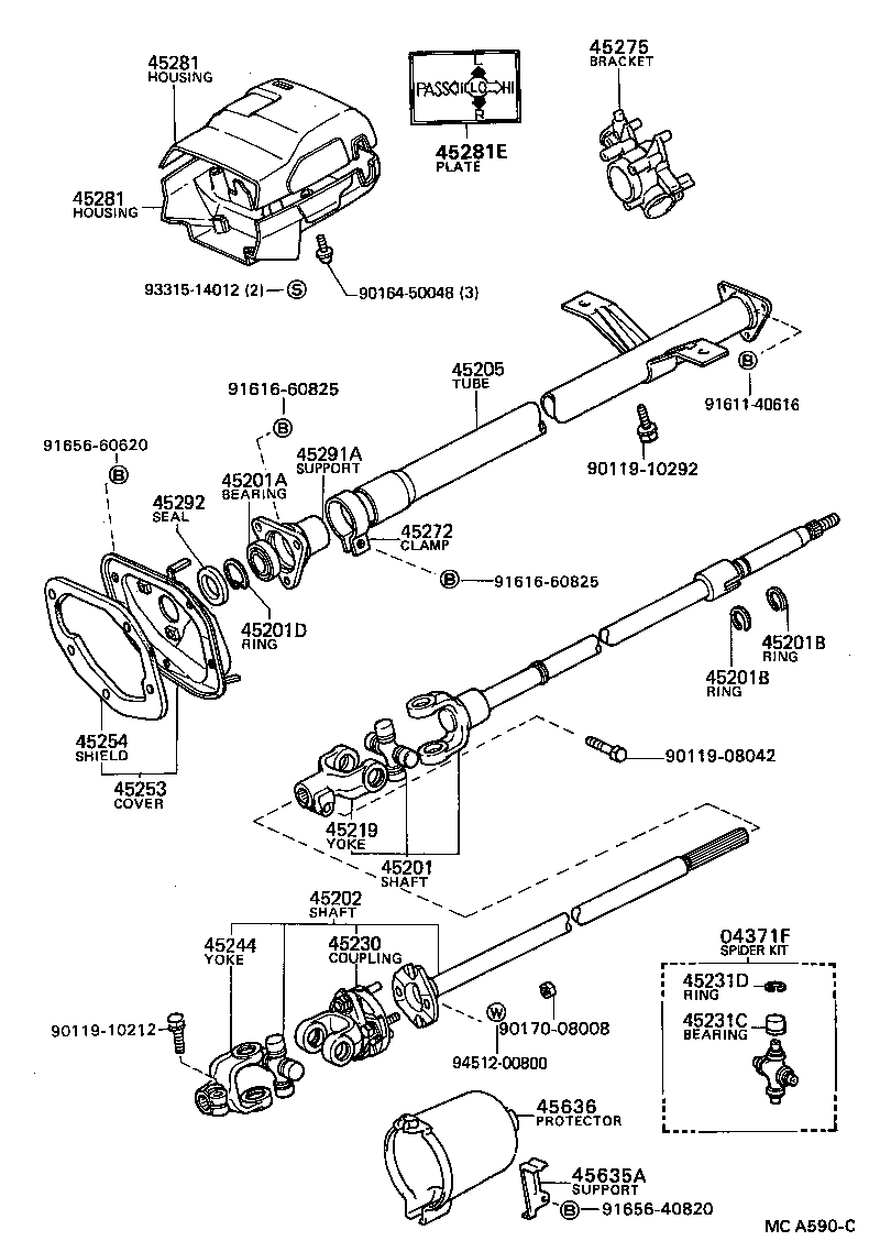 45286-35210 HOUSING, STEERING COLUMN product image