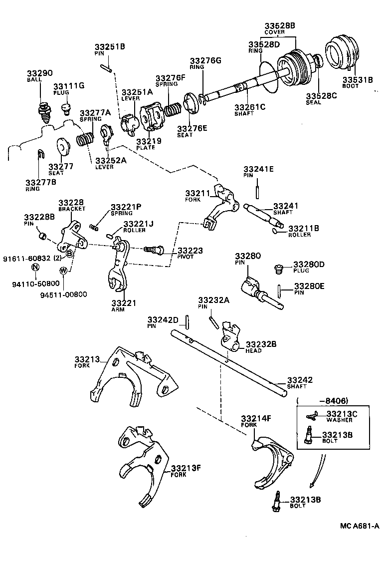 33261-32011 SHAFT, SHIFT & SELECT LEVER product image