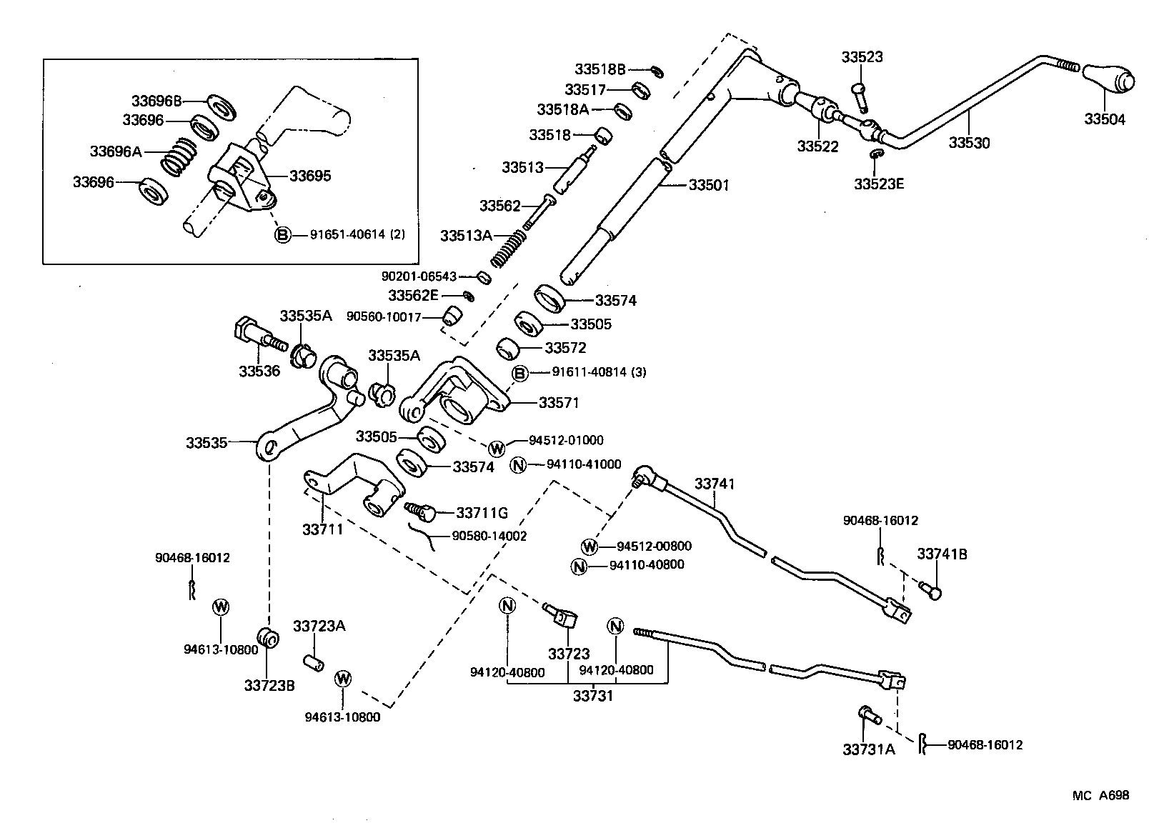33501-26110 SHAFT SUB-ASSY, CONTROL (FOR COLUMN SHIFT) product image