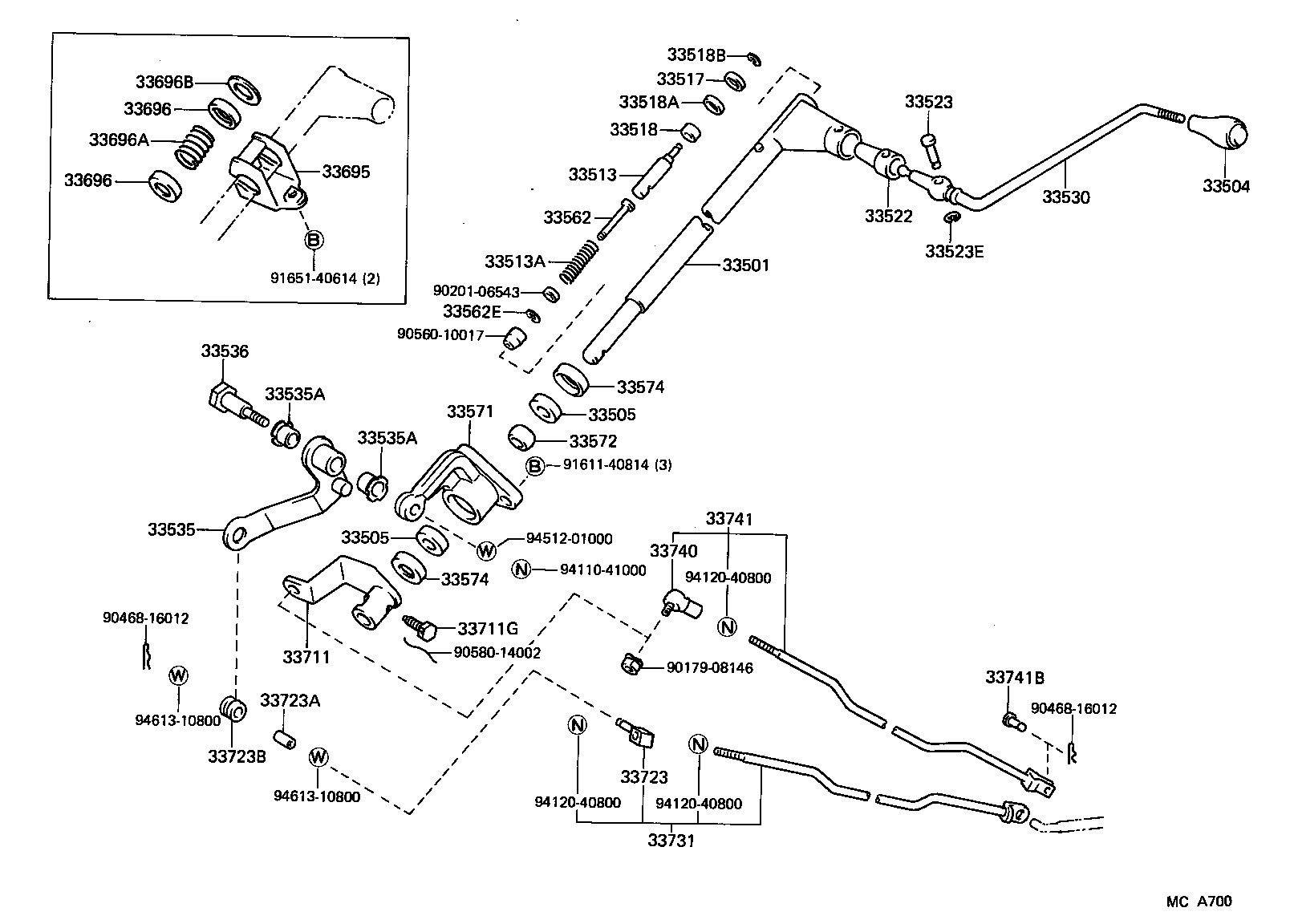 33501-26110 SHAFT SUB-ASSY, CONTROL (FOR COLUMN SHIFT) product image