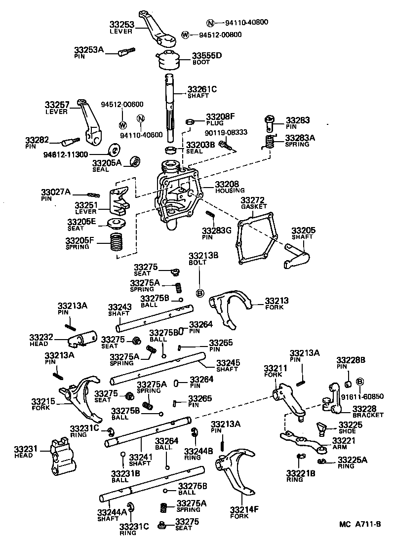 33253-26040 LEVER, SHIFT OUTER, NO.1 product image
