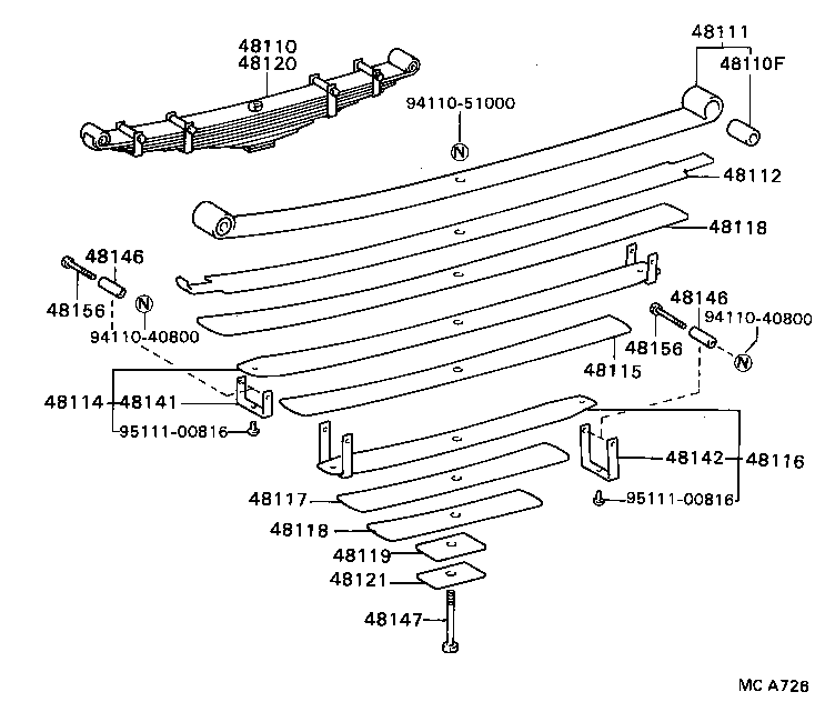 48102-36490 LEAF, FRONT SPRING, NO.4 product image