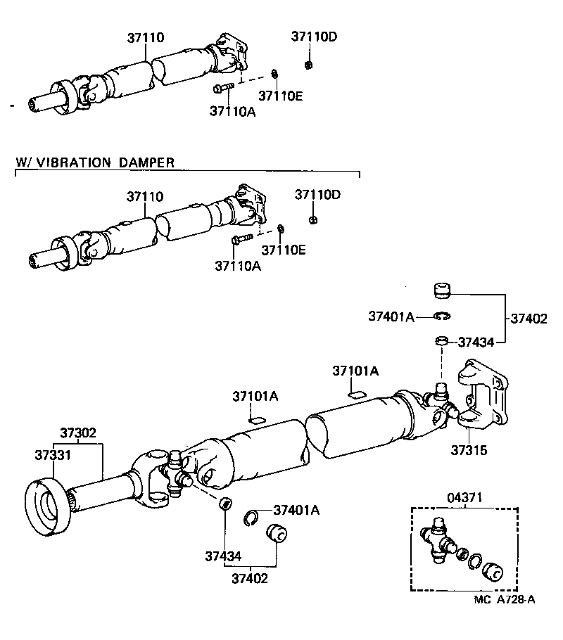 37140-26010 SHAFT ASSY, PROPELLER, FRONT product image