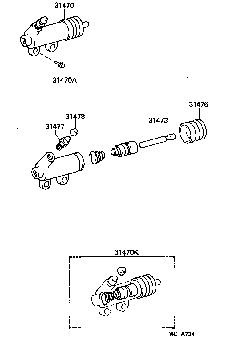31470-26070 CYLINDER ASSY, CLUTCH RELEASE product image