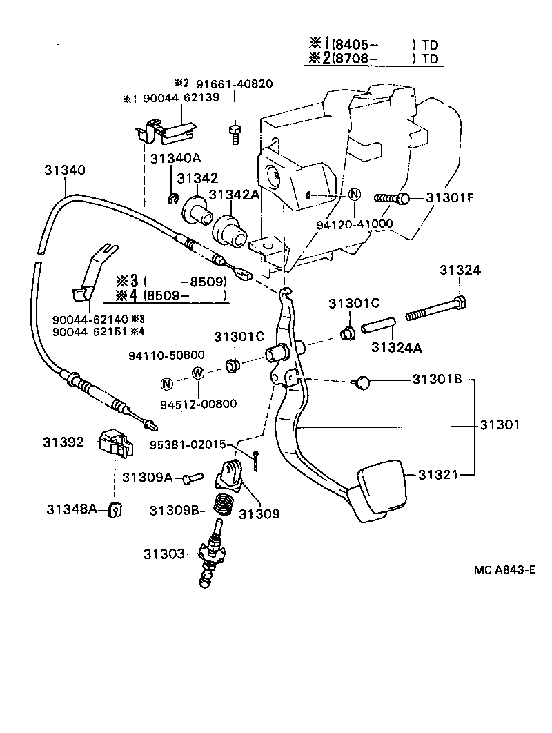 31301-87610 PEDAL SUB-ASSY, CLUTCH product image