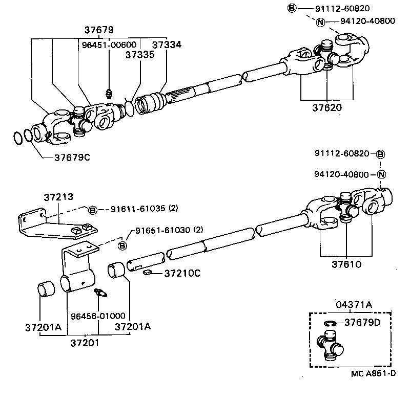 37410-87604 JOINT ASSY, UNIVERSAL (FOR WINCH DRIVE SHAFT) product image