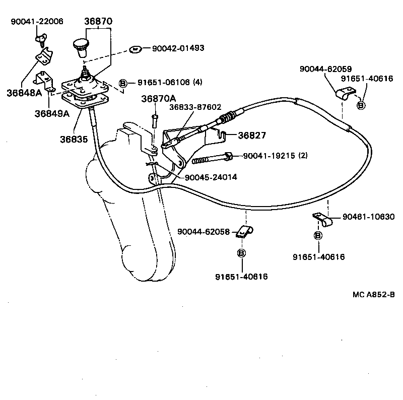 36827-87601 BRACKET, POWER TAKE-OFF CABLE product image