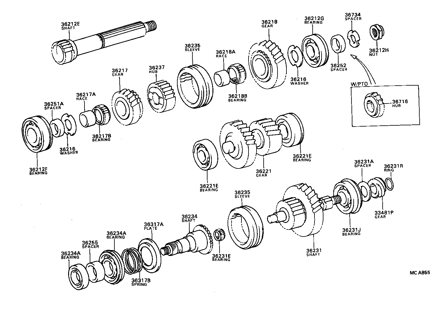 36255-87601 SPACER, TRANSFER OUTPUT SHAFT, NO.1 product image