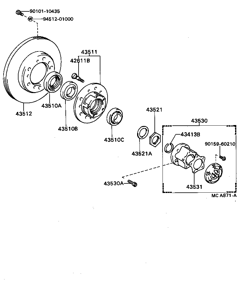 43502-87605 HUB, FRONT AXLE product image