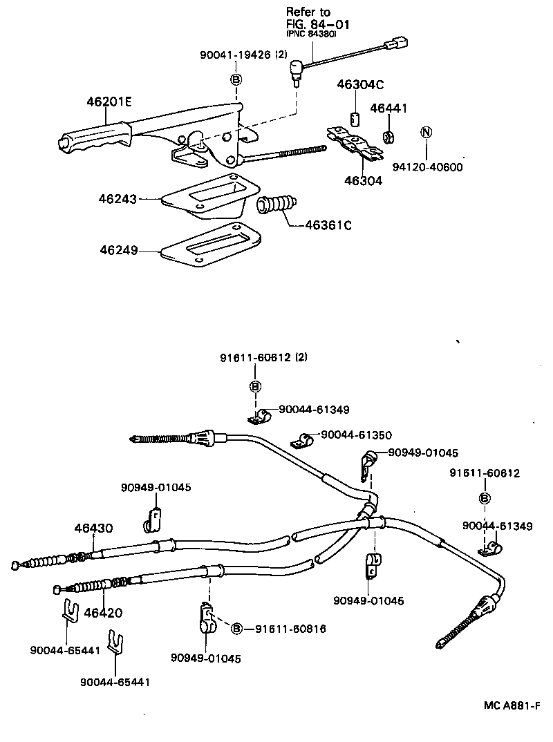 46420-87601 CABLE ASSY, PARKING BRAKE, NO.3 product image
