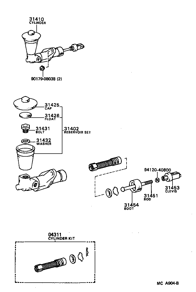 31410-17062 CYLINDER ASSY, CLUTCH MASTER product image