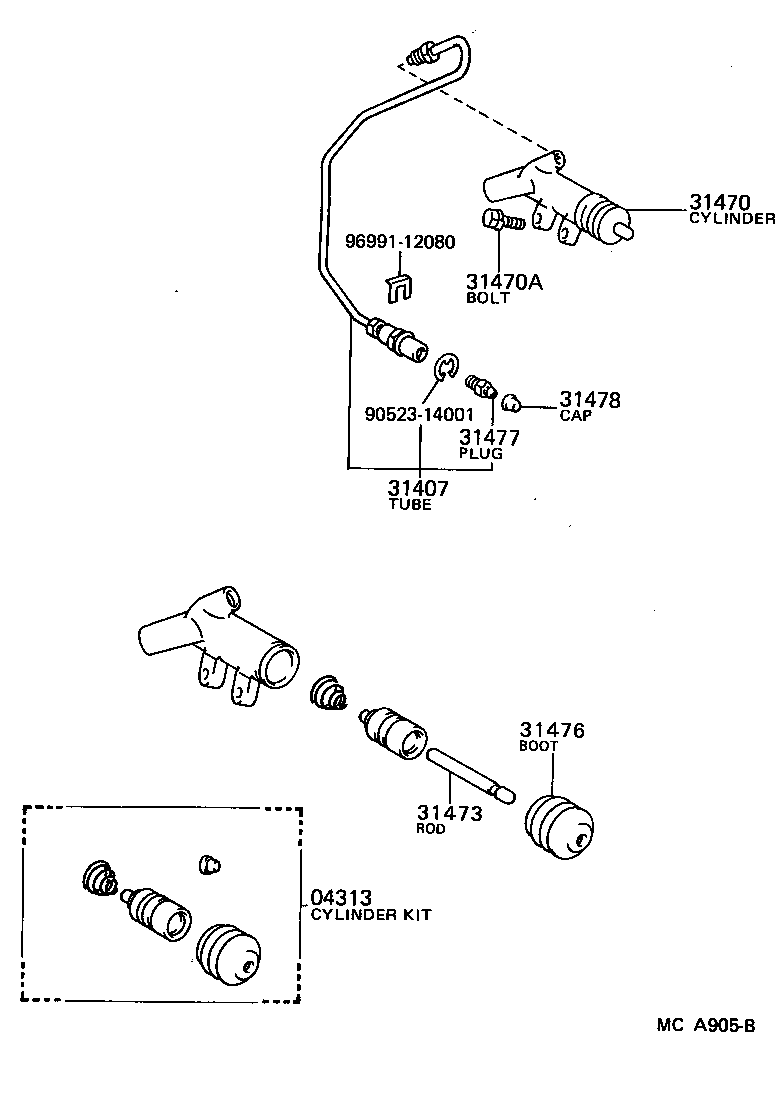 Toyota 31470-17010 CYLINDER ASSY, CLUTCH RELEASE