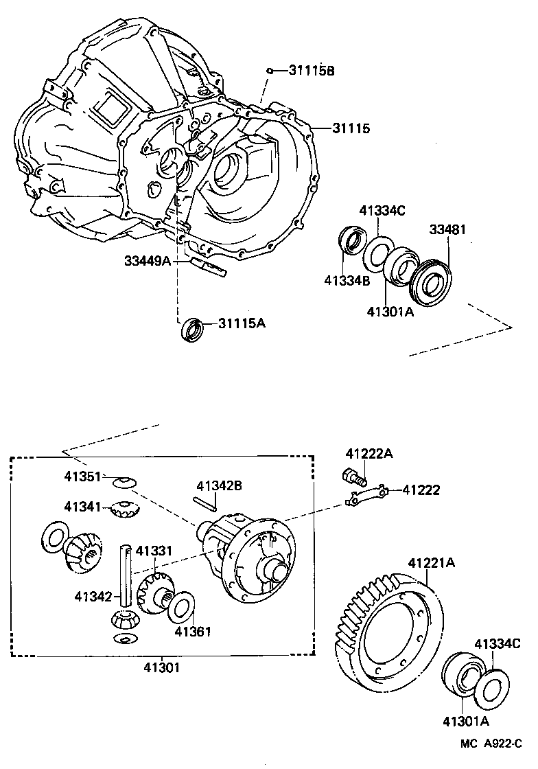 Toyota 41301-12070 CASE SUB-ASSY, REAR DIFFERENTIAL, NO.1