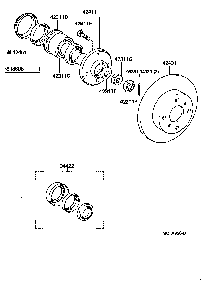 Toyota 41309-17030 SHAFT SUB-ASSY, DIFFERENTIAL SIDE GEAR