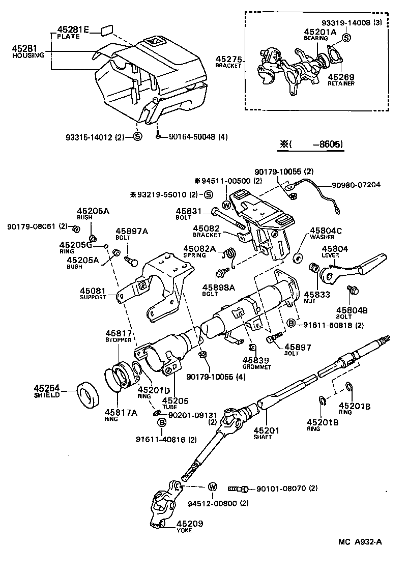 45280-17010 BRACKET, STEERING COLUMN, UPPER product image