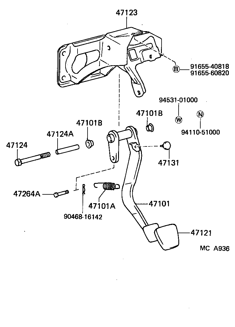 47101-17010 PEDAL SUB-ASSY, BRAKE product image