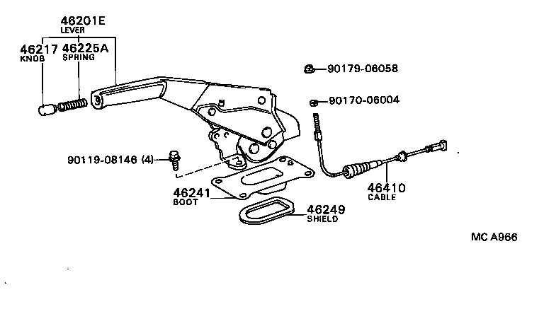 46410-32050 CABLE ASSY, PARKING BRAKE, NO.1 product image