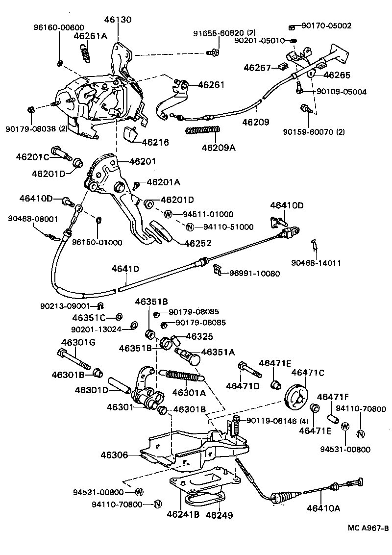 46410-32050 CABLE ASSY, PARKING BRAKE, NO.1 product image