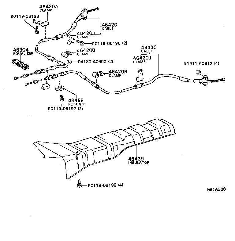 46410-32050 CABLE ASSY, PARKING BRAKE, NO.1 product image