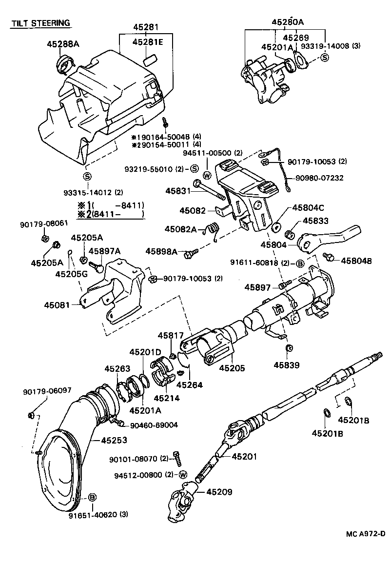 45081-32020 SUPPORT SUB-ASSY, TILT STEERING product image