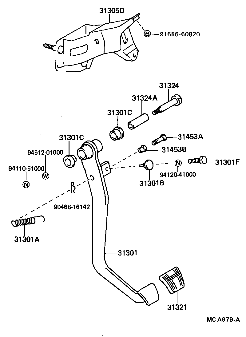 31310-22020 PEDAL SUB-ASSY, CLUTCH product image