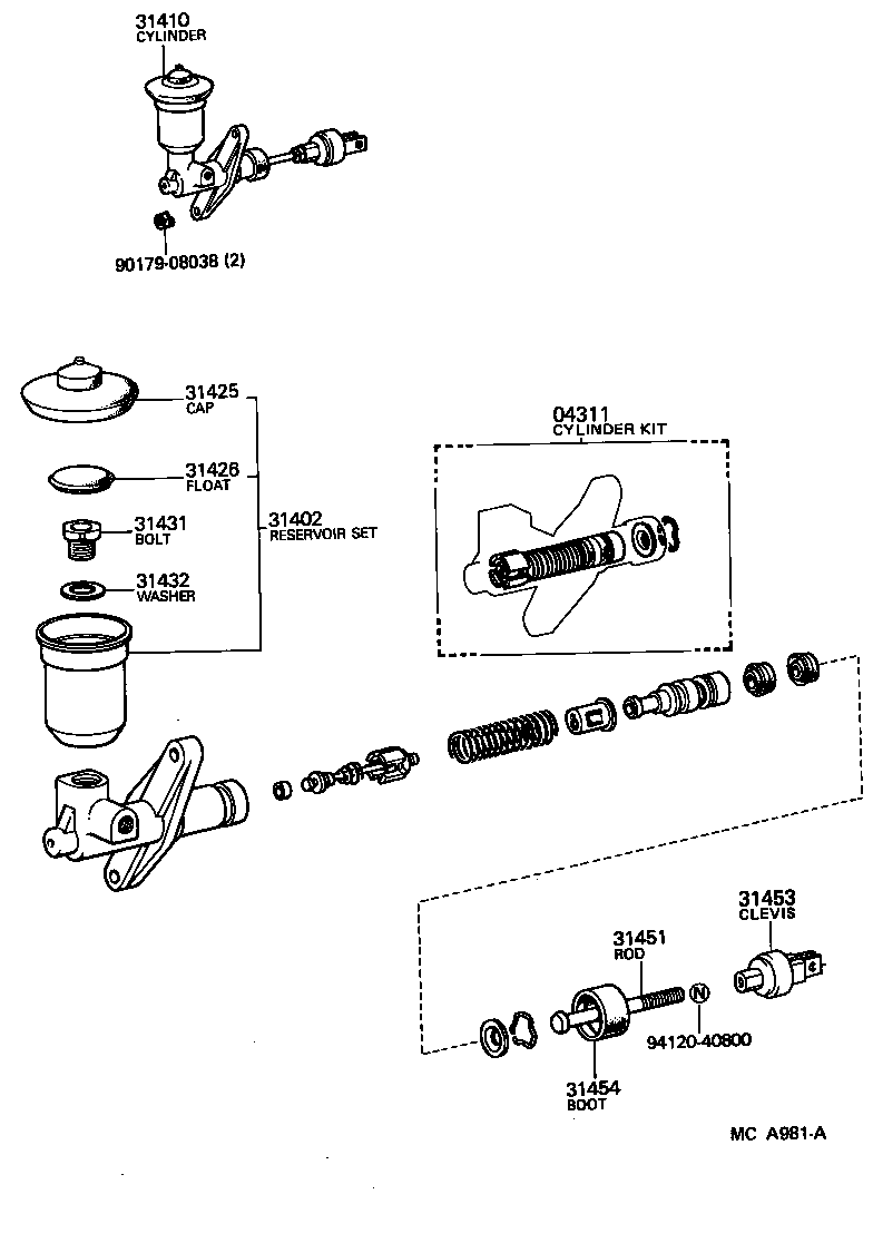 31410-22121 CYLINDER ASSY, CLUTCH MASTER product image