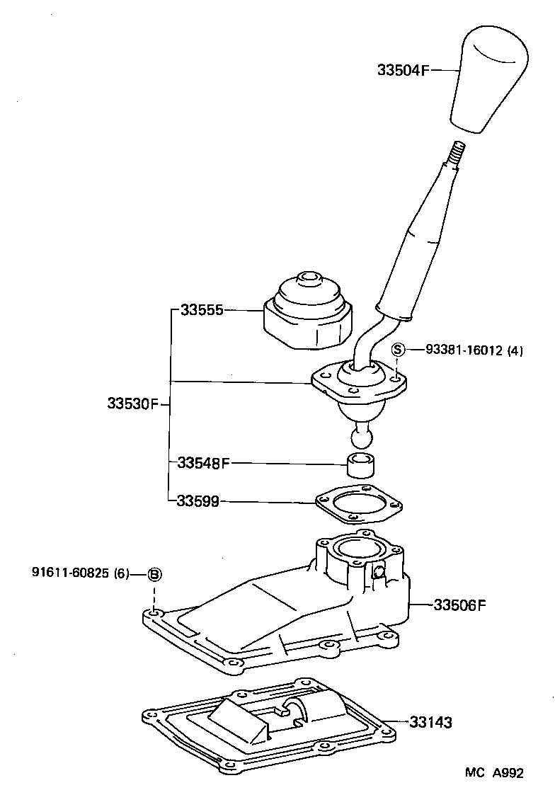 33530-22220 LEVER ASSY, SHIFT (FOR FLOOR SHIFT) product image