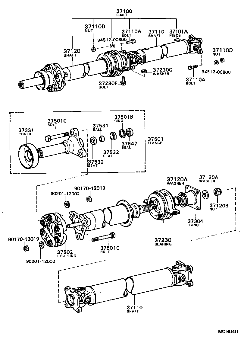 37100-22430 SHAFT ASSY, PROPELLER W/CENTER BEARING product image