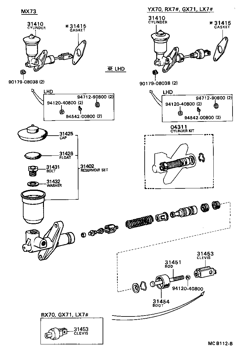 31410-22101 CYLINDER ASSY, CLUTCH MASTER product image