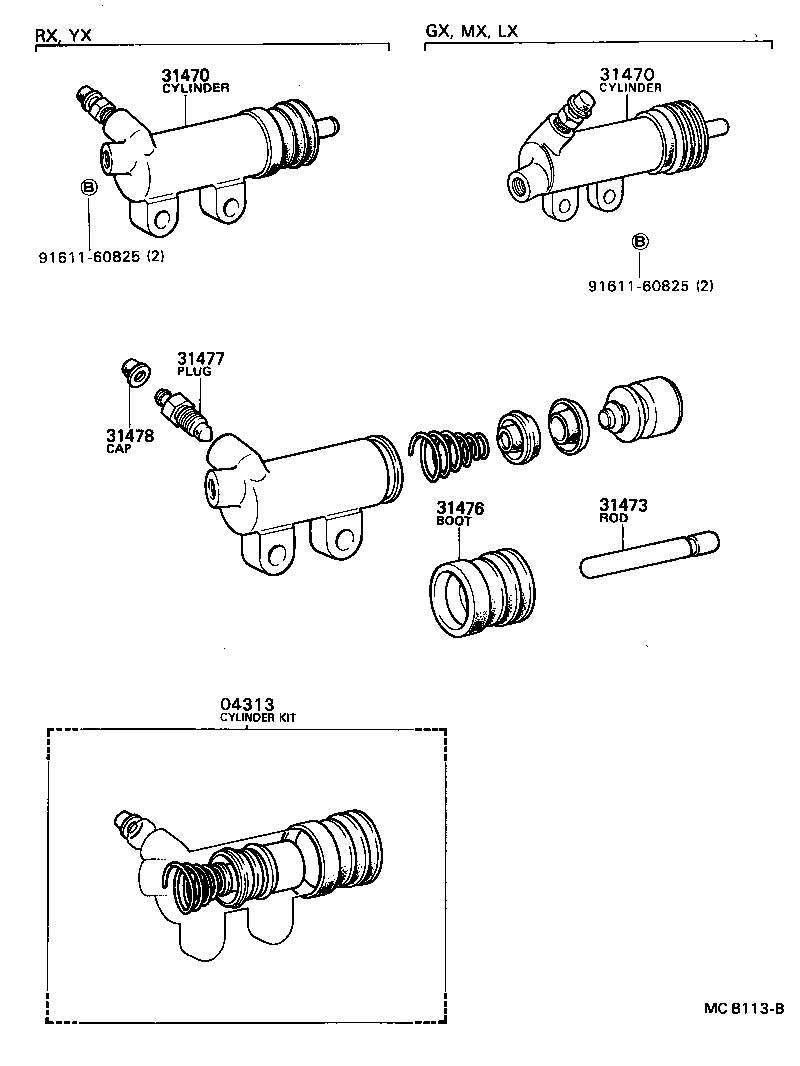31470-22110 CYLINDER ASSY, CLUTCH RELEASE product image