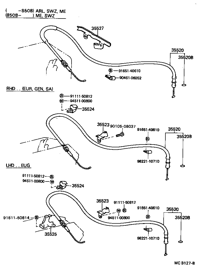 35520-22100 CABLE ASSY, THROTTLE product image