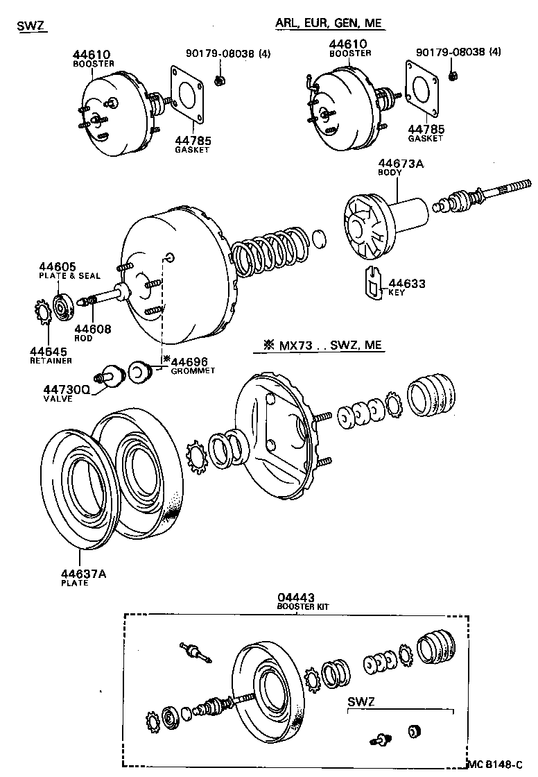 04443-22440 BOOSTER KIT, BRAKE product image
