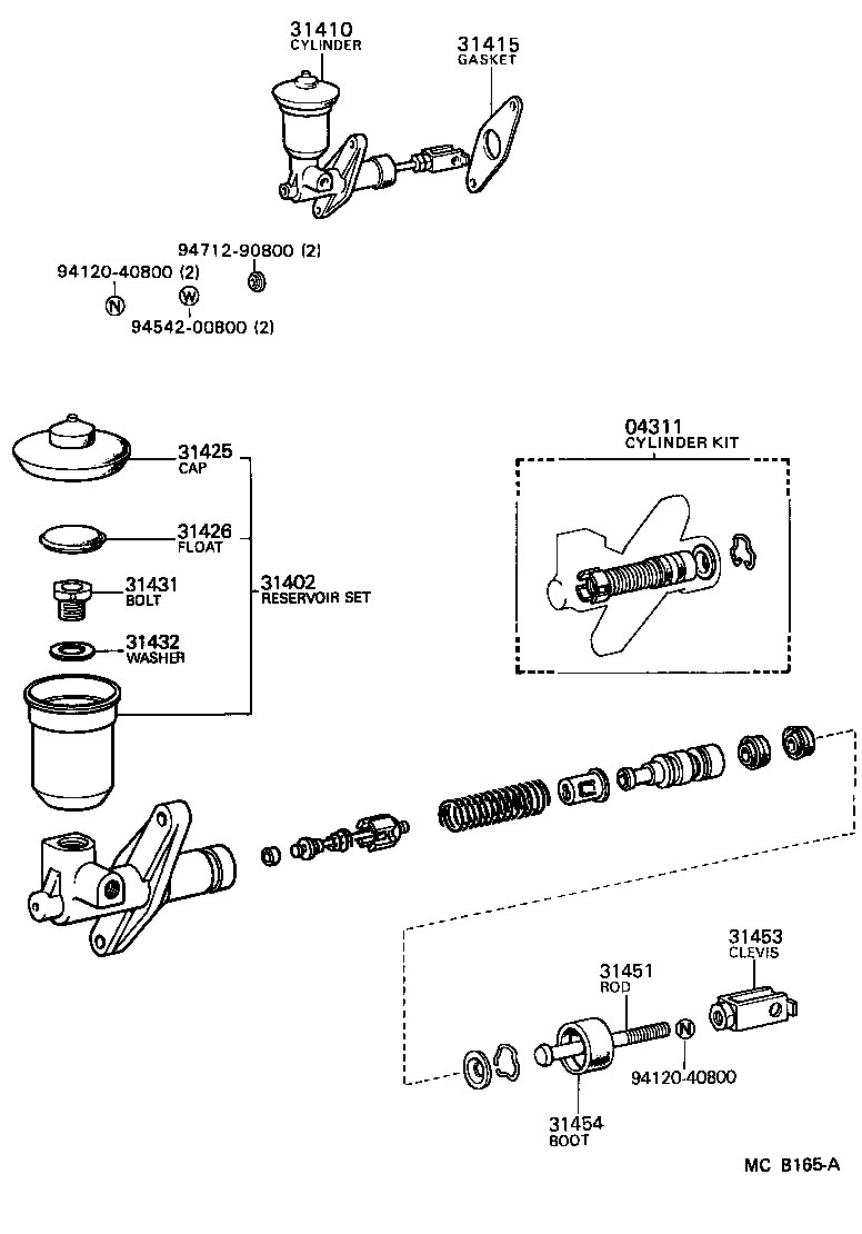 Toyota 31410-22110 CYLINDER ASSY, CLUTCH MASTER