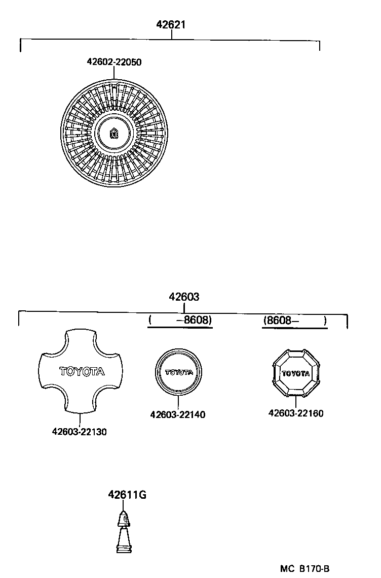 Toyota 42602-22050 CAP, WHEEL