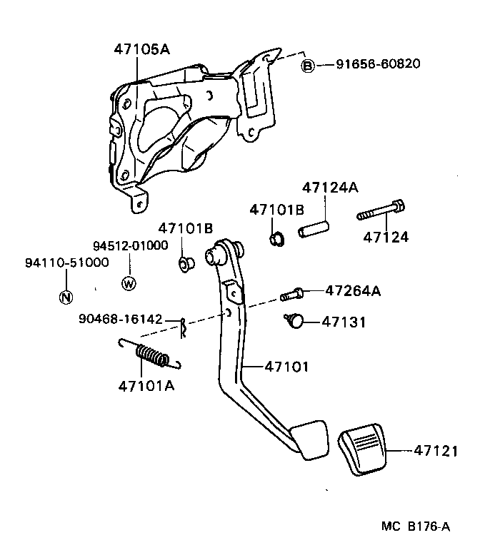 Toyota 47121-22020 PAD, BRAKE PEDAL